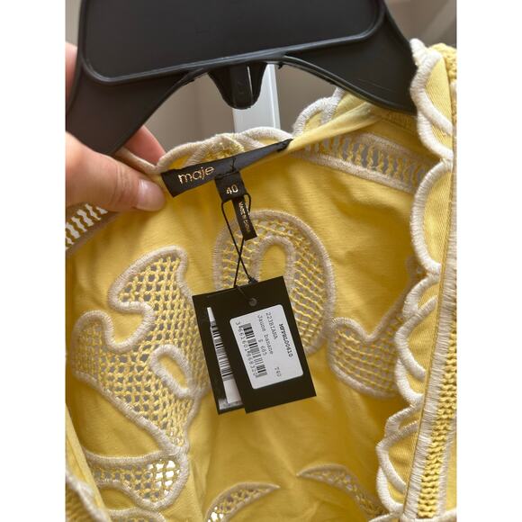 NEW NWT Maje ‘ALOHA’ Embroidered Kimono Jacket Yellow size 40 / L - Picture 7 of 9
